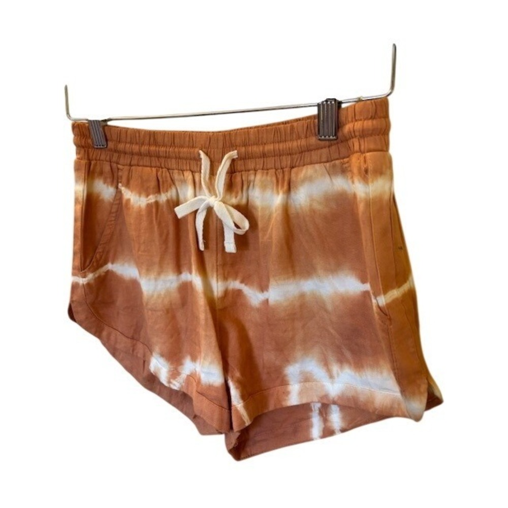 Billabong Womens Tie Dye Shorts Rust Orange White Elastic Waist Beach S